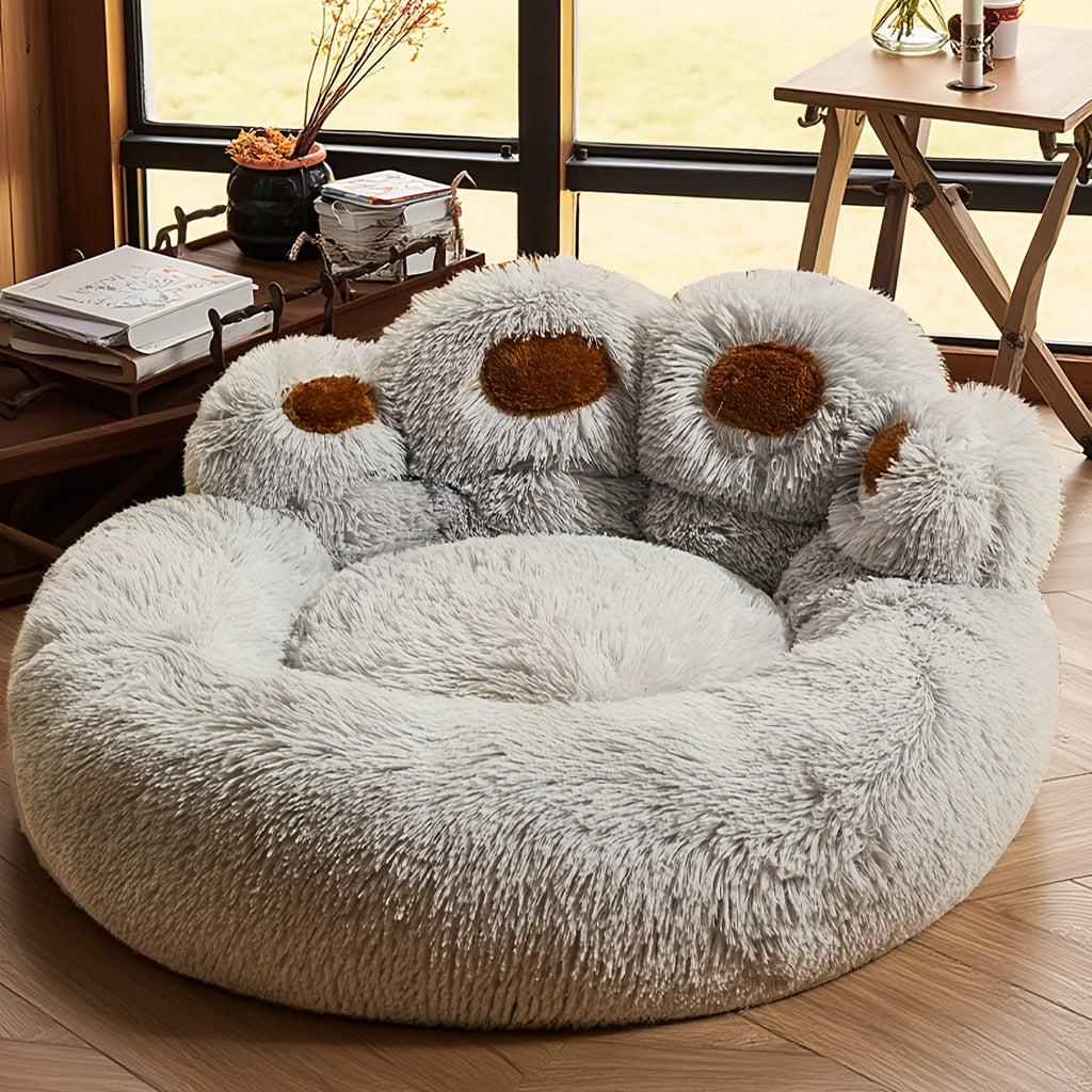 Bear Paw Plush Dog Bed with Filled Cushion Design in Pink, Grey or Coffee and Four Length Options — image 10