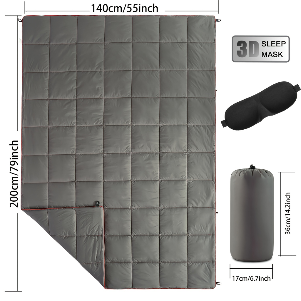 Camping Blanket Puffy Outdoor Down Alternative Windproof Warm 55x79 Inch Lightweight Printed Quilt for Beach Picnic Hammock T