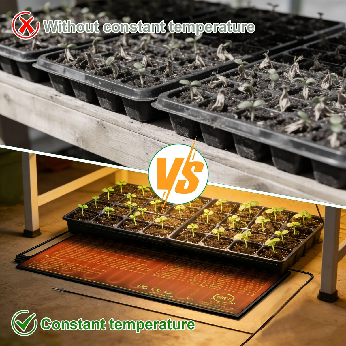 Seedling Heat Mat with Smart Thermostat Control, PVC Germination Heating Pad Accelerate Seed Sprouting Root Zone Warmth — ima