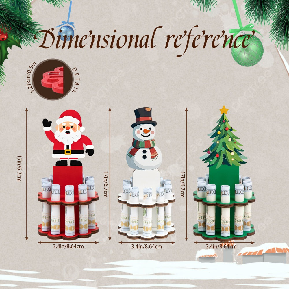 Three-Piece Santa, Snowman and Christmas Tree Rolled-Money Display Set with Ten Slots Each — image 5