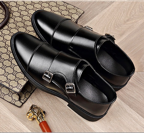 Large Size Soft Bottom Men's All-match Metal Slip-on Leather Shoes