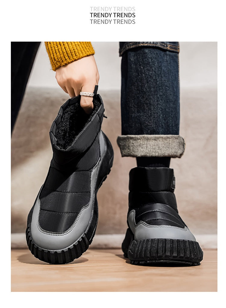 Warm Outdoor Casual Cotton Boots Stylish Mid-top Warm Men's Shoes