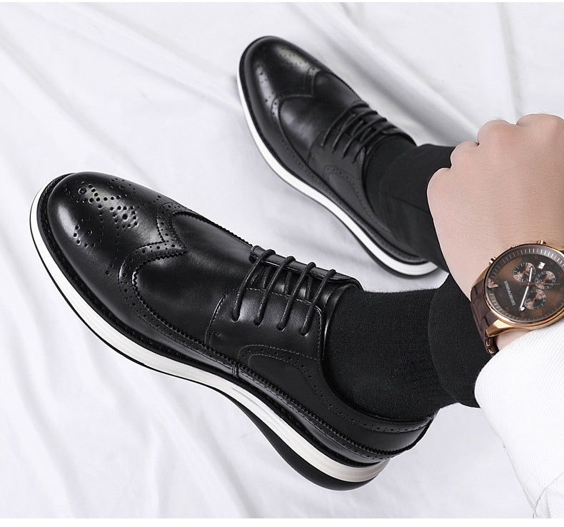 Ultra-fiber Thick-soled Trendy Men's Business Leather Shoes Comfortable And Casual