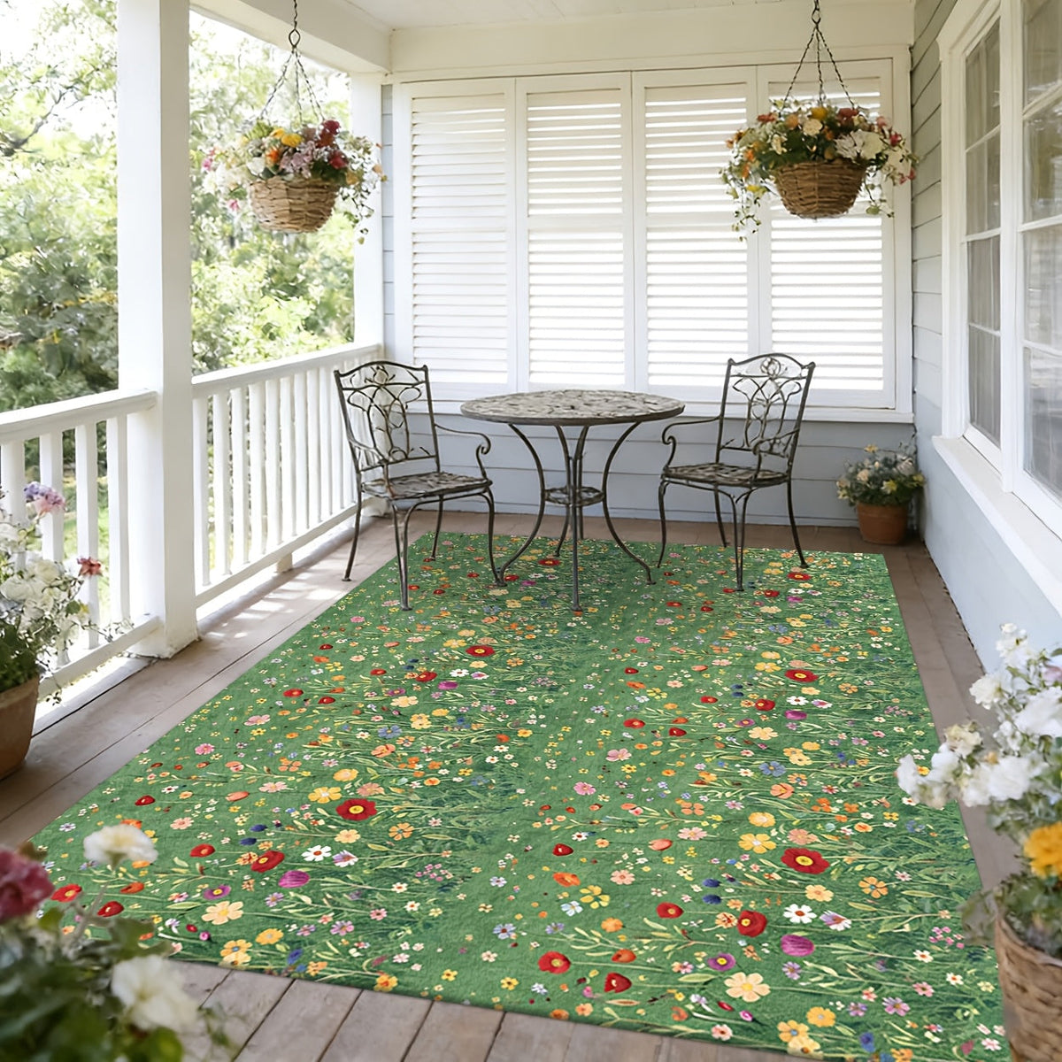 Area Rug Washable Foldable Indoor Outdoor Mat in Five Sizes for Patio, Garden, Picnic or Camping — image 1
