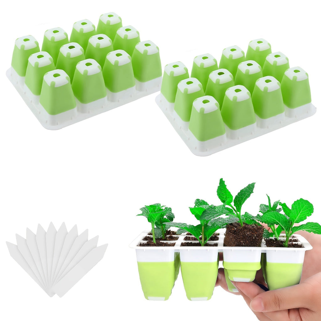 Seed Starting Tray with Flexible Pop-Up Units | Easy Transplant No Root Damage | Optimal Drainage | Reusable Seedling Tray 2p