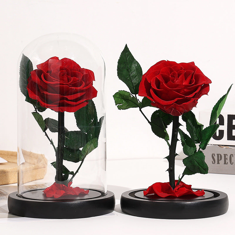Christmas Valentine's Day Creative Gift Gift for Girlfriend Glass Cover Eternal Flower Gift Box Eternal Rose Gift Ornament