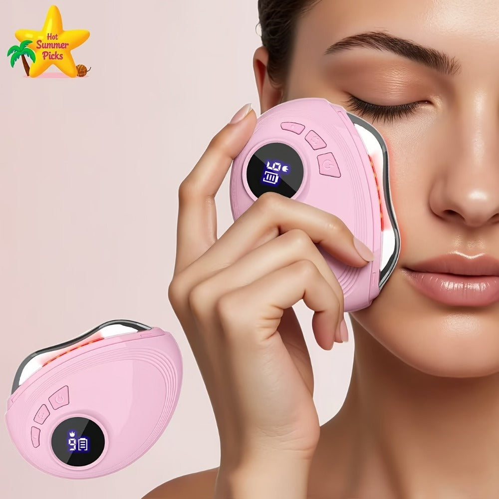 Gua Sha Electric Facial Sculpting Tool, 9-Speed Vibration & 9-Speed Heat, Face Lifting Lymphatic Drainage Massager for & Cont
