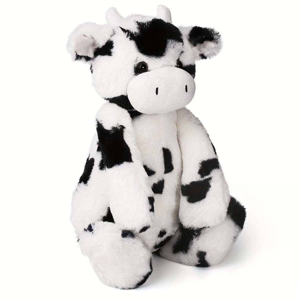 Stuffed Animal Black-and-White Cow in 16-Inch Size with Plush Fur and Care for Character Display, Room Decor and Gift Present