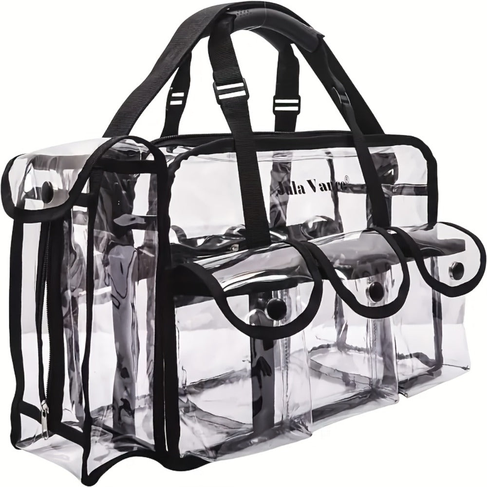 Stadium Approved Clear PVC Tote Bag Extra Large Transparent Shoulder Bag 3 External Pockets Adjustable Straps Waterproof for 
