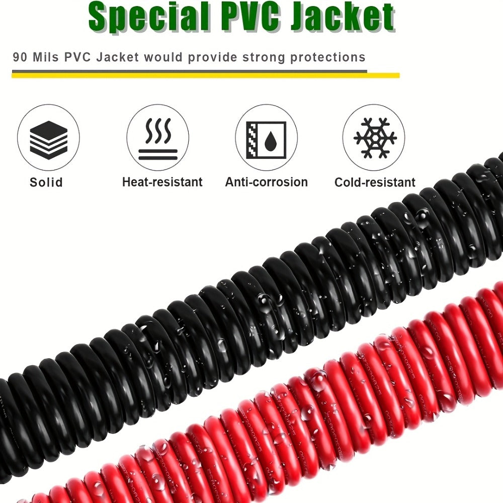 8 AWG OFC Copper Wire Cable Red & Black Set 8 Gauge Welding Cable for Automotive Battery Marine Generator Solar Wiring – 3FT 