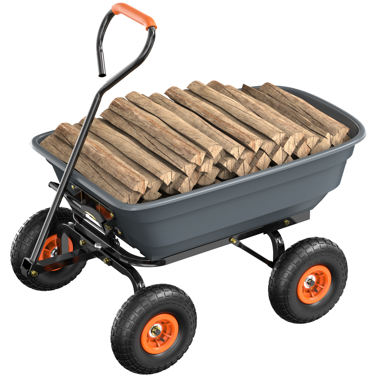 Garden Cart Dump Wagon, 4-Wheel Poly Cargo Cart with 2-in-1 Handle for Garden, Farm, Lawn and Yard Hauling — image 10