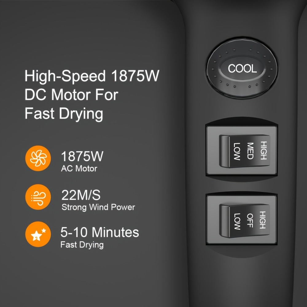 JINRI 1875W Hair Dryer with Three Heat Settings, Two Speeds and One- or Three-Accessory Package Options — image 19