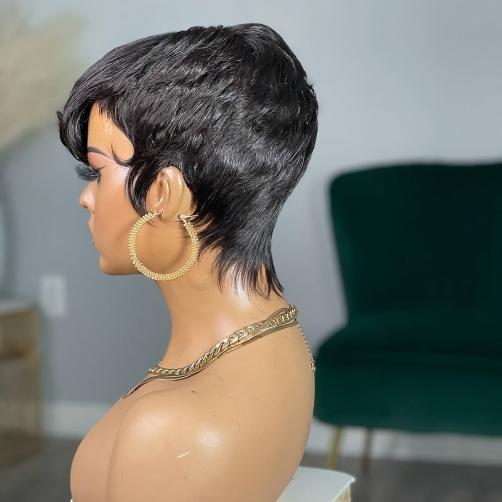 Synthetic Wig 4-Inch Layered Pixie with Bangs, Black-Blonde Look and Rose Net Cap for Daily Style — image 11