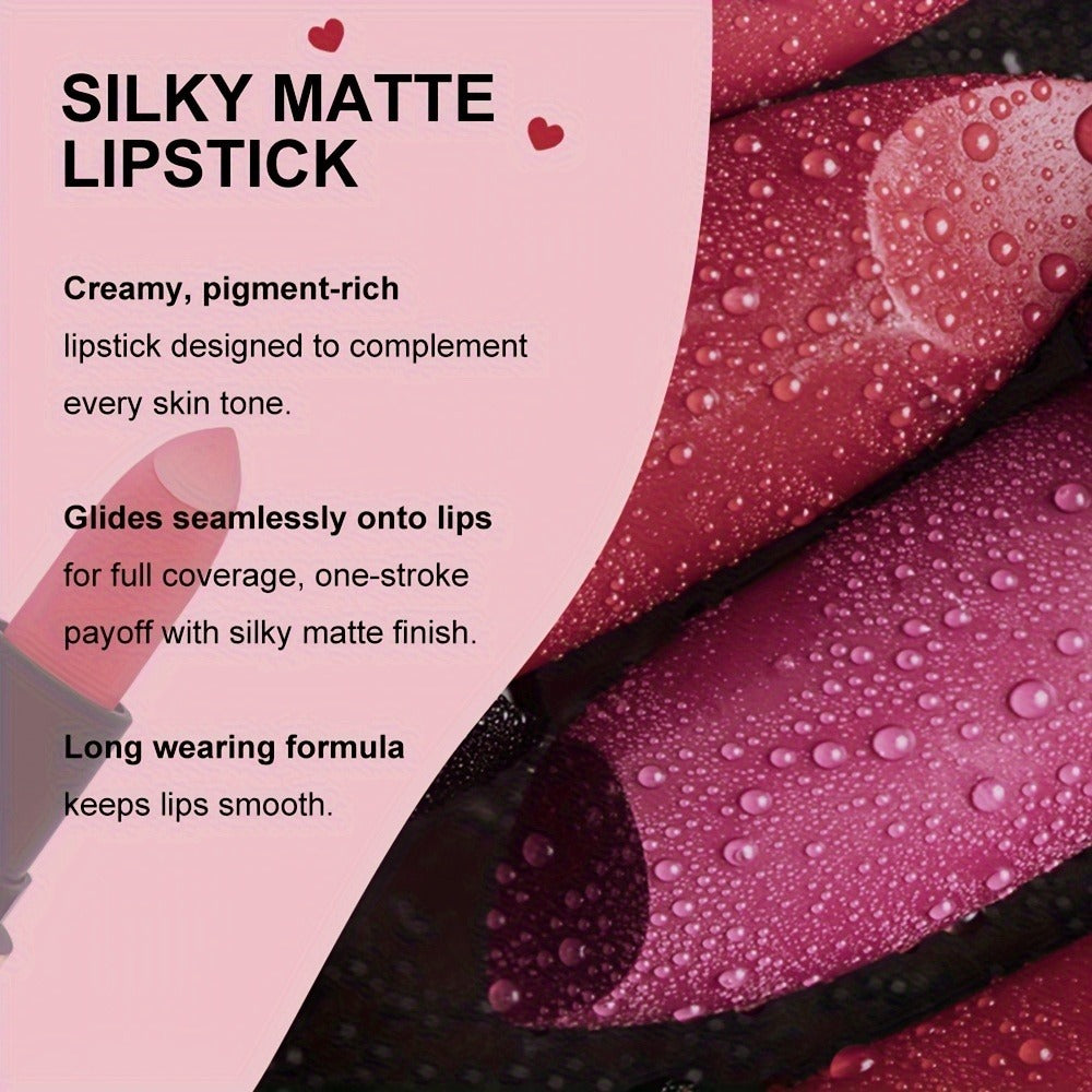 Lipstick Set, Mirsist 6-Piece Silky Matte Bullet Collection in Nude, Red, Brown, Berry and Plum Colors — image 7