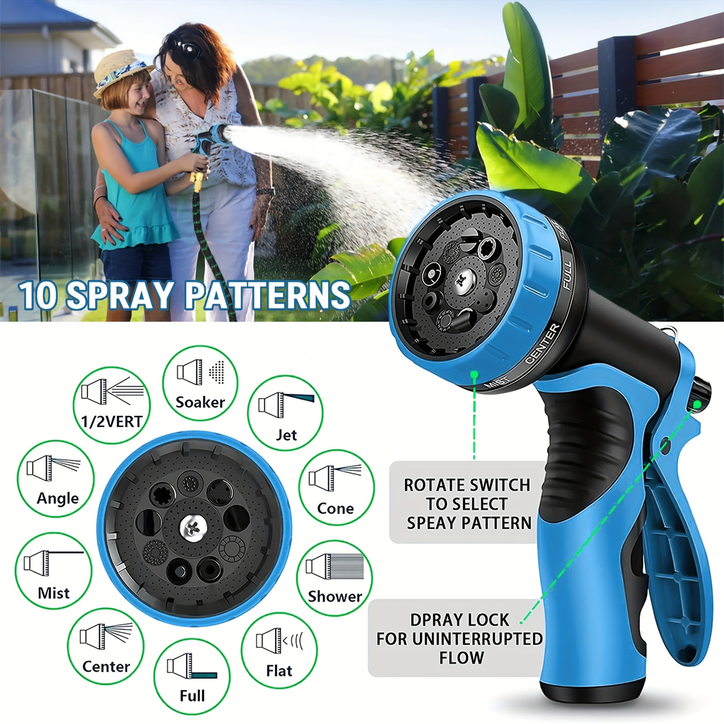Expandable Garden Hose with 10-Function Nozzle, 3/4" Brass Fittings, Leakproof, Durable Rubber, 15 to 100FT — image 7