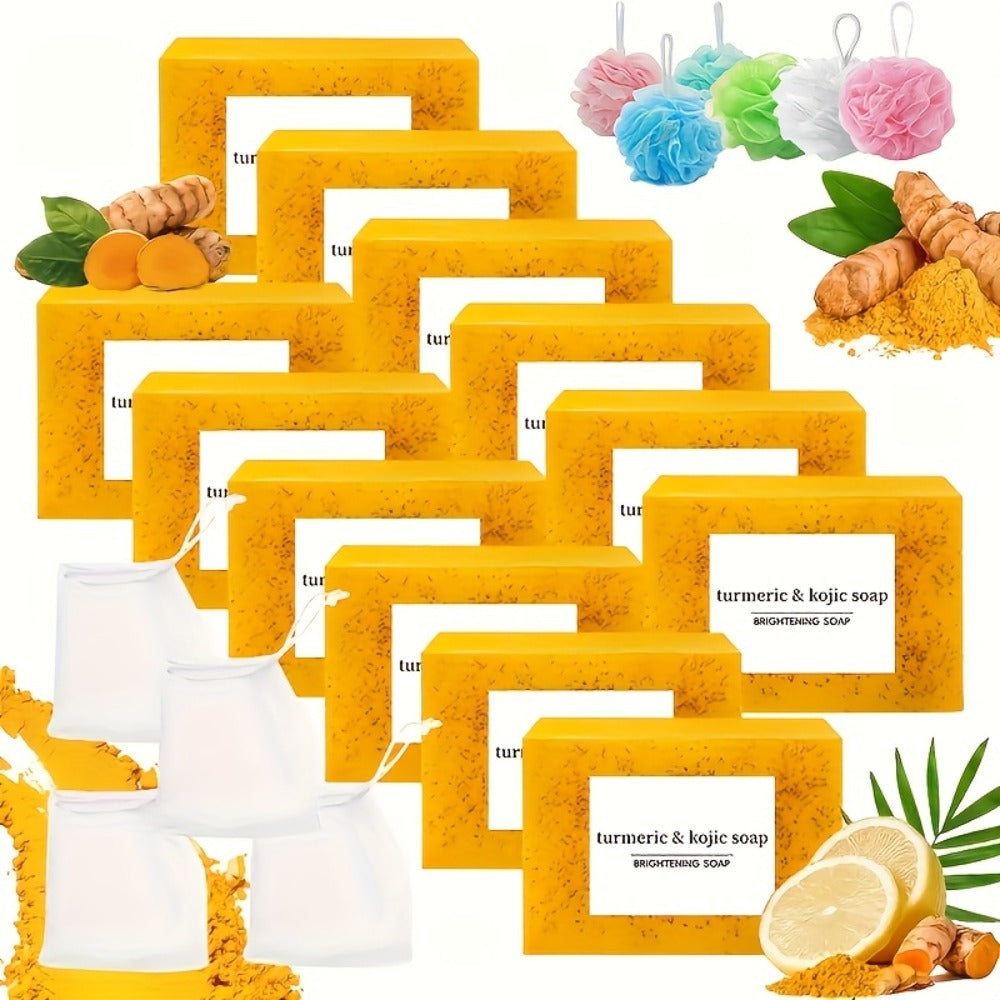 Kojic Acid Soap Set with Turmeric & Lemon, Handmade Cold-Processed Brightening Bars for Face & Body, Deep — image 18