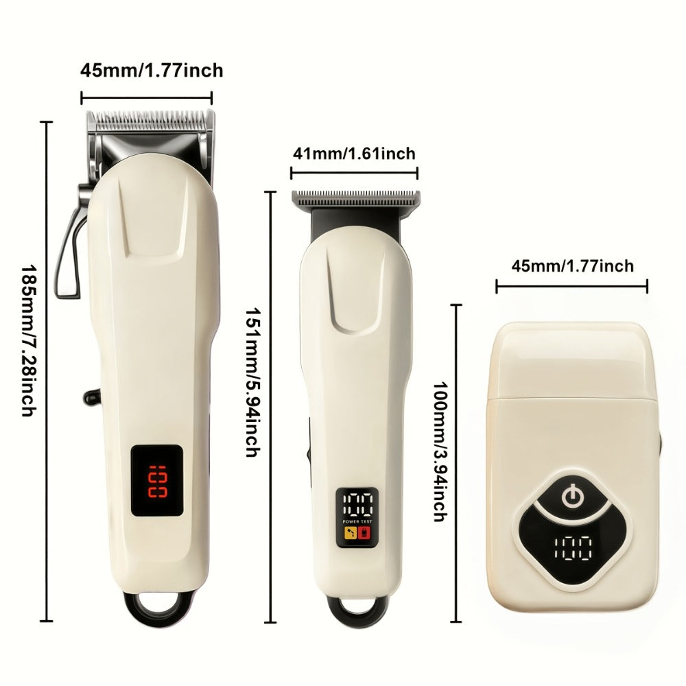 Hair Clippers & Trimmers KLY White Full-Size Clipper with LCD Display, USB Charging and Guide Comb Set — image 10