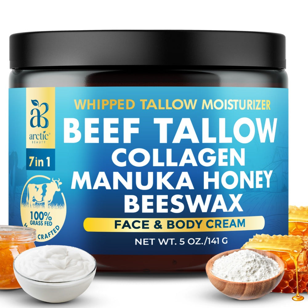 Whipped Beef Tallow Moisturizer – Organic Grass-Fed Face & Body Cream with Manuka Honey, Jojoba Oil, Collagen & Aloe Vera — i