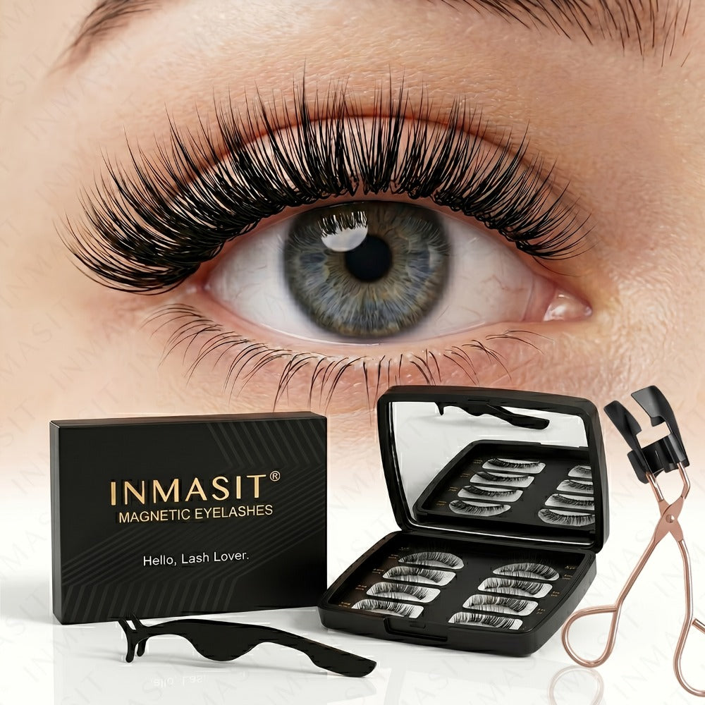 Eight-Piece Black Magnetic False Eyelash Kit with Rectangular Case, Applicator, Tweezers and Brush — image 5
