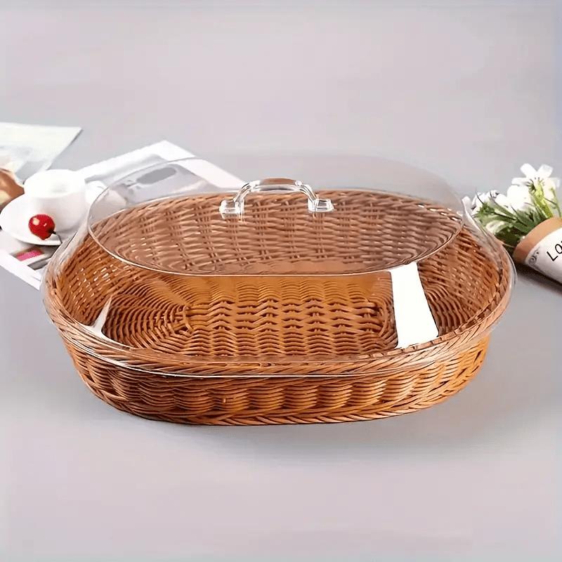 Woven Bread Basket in Square or Round Shape for Serving Bread, Fruit, Desserts and Snacks at Home or on the Dining Table — im