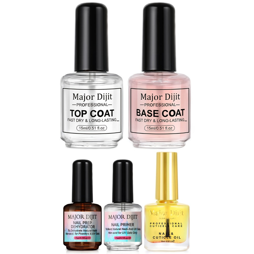 Nail Base Coat and Top Coat Kit – High Gloss Long-Lasting Air Dry Non-Gel Nail Care Set with Nutrient Oil & Drying Agent — im