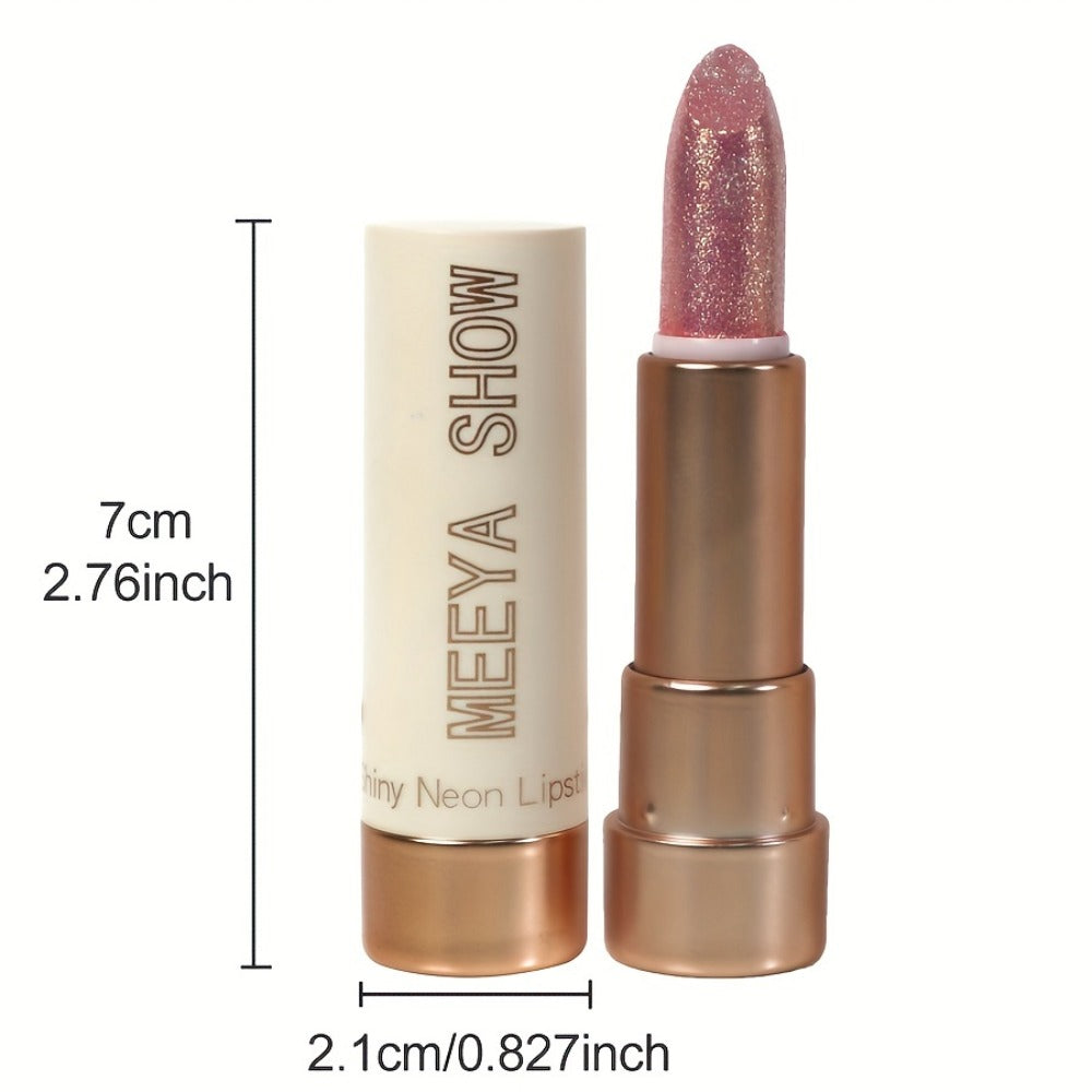 Glitter Shimmer Lipstick Set 3Pcs Pearlescent Pinkish Golden Creamy Glossy Sparkle Lip Gloss Lip Makeup for Party Stage Cospl