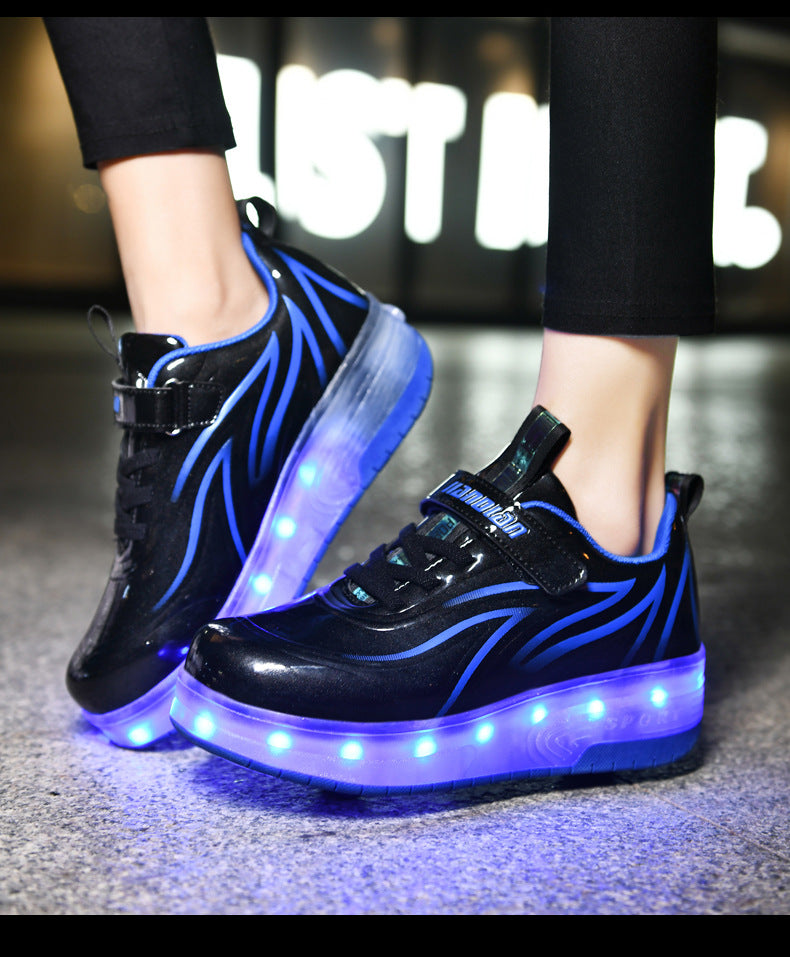 Children's Rechargeable Two-wheel LED Light-up Shoes