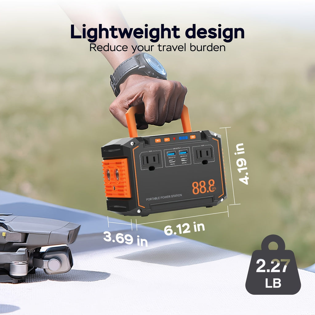 Portable Power Station 88.8Wh or 111Wh with AC, USB-C, USB-A and Optional 30W Solar Panel for Camping — image 3