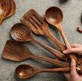 Non Stick Teak Cooking Spatula Set Of Seven Pieces