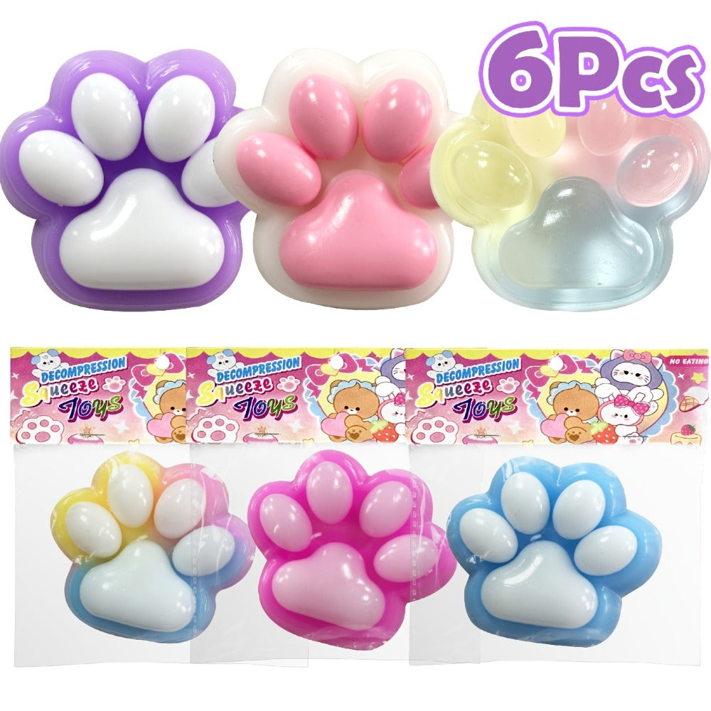 Six-Piece Cat Paw Squishy Toy Set, Approximately 2.95 Inches Each with Soft Sticky Handheld Texture — image 1
