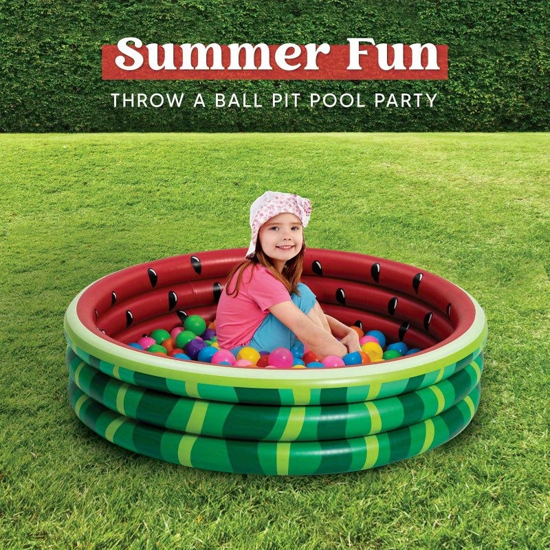 Kiddie Pool 3-Pack, 45 Inch Inflatable Swimming Pool for Kids with Fun Watermelon Pineapple Cupcake Designs — image 3