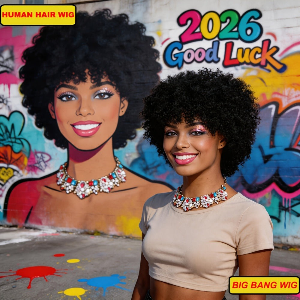 6-Inch Kinky Curly Afro Human Hair Wig with Glueless Cap and Deep Grey, Camel or Ginger Color — image 9