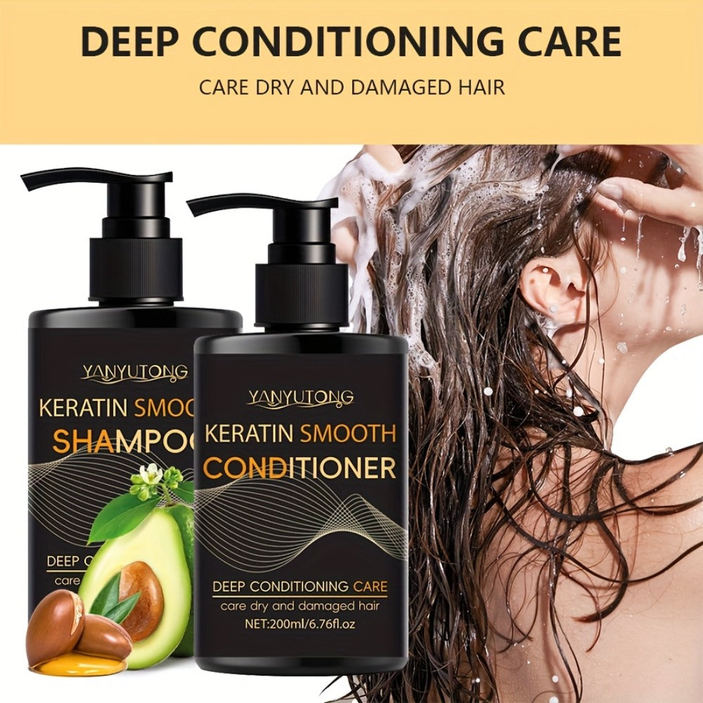 Keratin Smooth Shampoo and Conditioner in 200mL Pump Bottles with Duo, Shampoo-Only or Conditioner-Only Options — image 10