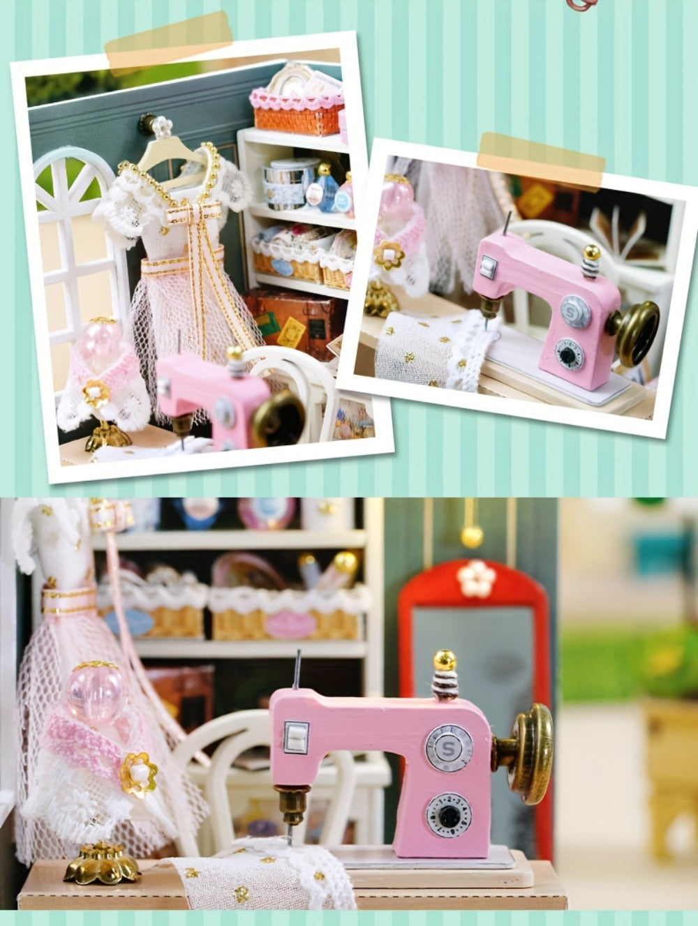 DIY Miniature Shop Dollhouse Kit with Dust Cover, Wooden Mini Store Assembly Set, 4 Themes Sakura Noodles Candy Atelier Coffe