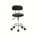 Cushioned Salon Stool with Backrest & Adjustable Height 18.9"-22.8" – Round 360° Swivel Chair for Hair Salon Spa Barbershop O