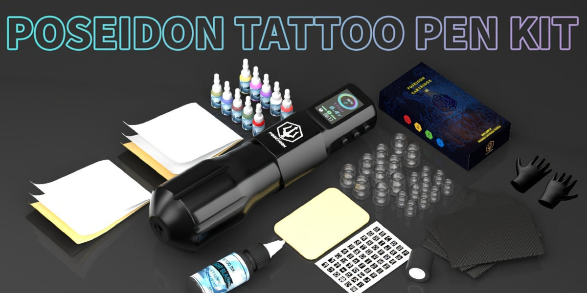 POSEIDON LTK08 Tattoo Kit with 1800mAh Color-Display Pen, 20 Cartridges, 11 Inks and Carry Case — image 14
