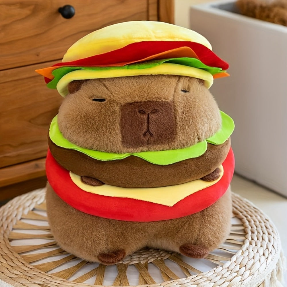 Capybara Plush Stuffed Animal Hamburger Burger Hat Funny Kawaii Plush Toy with the Listed Color, Size or Set Options for Ever