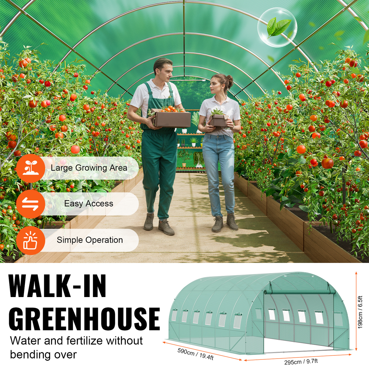 10- to 20-Foot Tunnel Greenhouse with Green Cover, Roll-Up Door and Size-Specific Vent Windows — image 31
