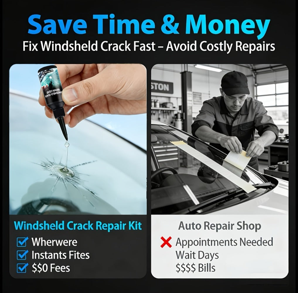 Windshield Repair Kit – Nano Resin Fix for Chips, Bullseye & Star Cracks in 15 Minutes, DIY Glass Crack Repair with Suction I