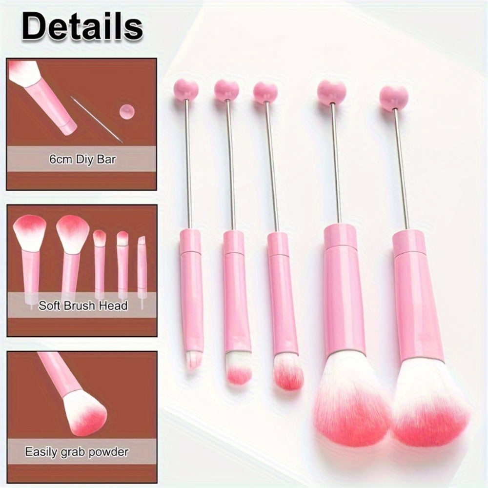 Makeup Brush Set, 10-Piece Bead-Ready ABS Handle Collection with Polyester Bristles and Eleven Color Options — image 5