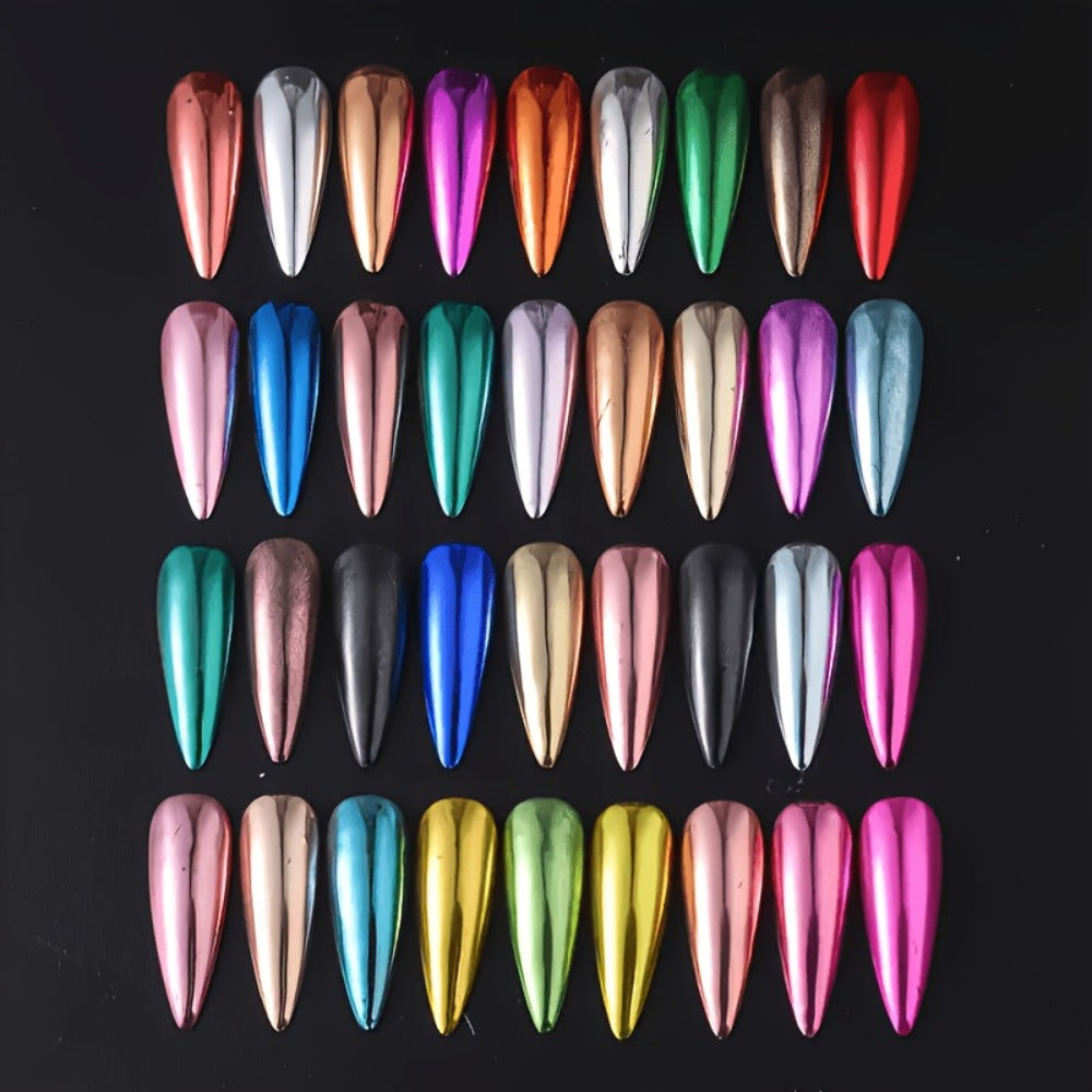 Chrome Holographic Nail Powder Set 36 Colors, Mirror Chrome Glitter Pigment Dust Kit for Gel Nails Acrylic — image 2