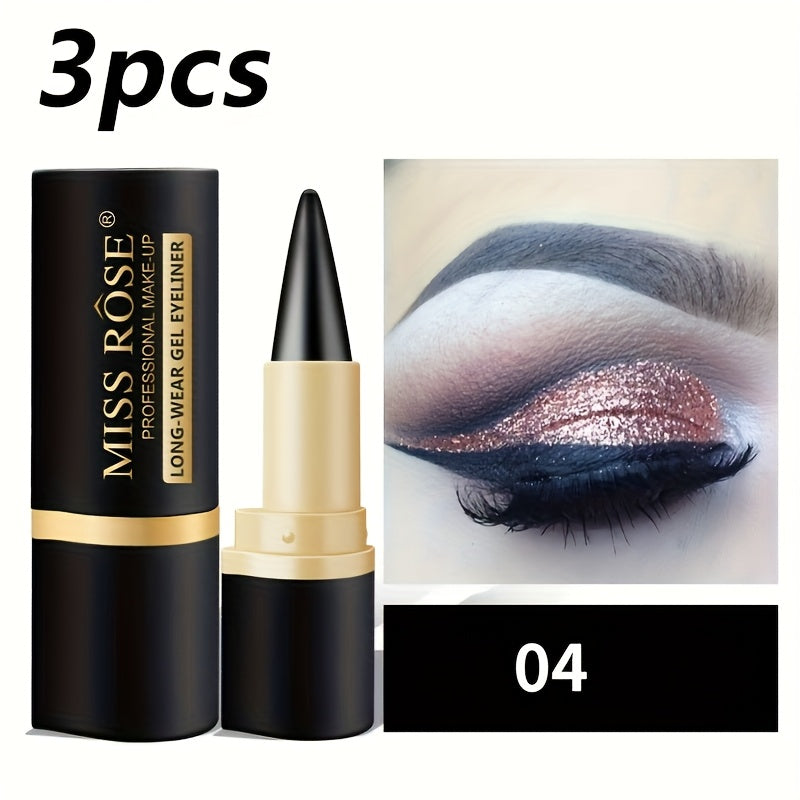 Creamy Gel Eyeliner Pencil Set 3pcs Black Waterproof Sweat-Resistant Smudge-Proof Matte Eye Liner — image 16