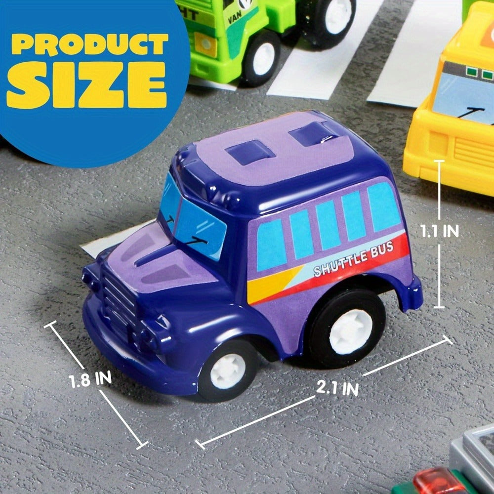 25PCS Pull Back Cars & Trucks Toy Vehicle Set for Kids, Fire Truck, Police Car, School Bus & More — image 2