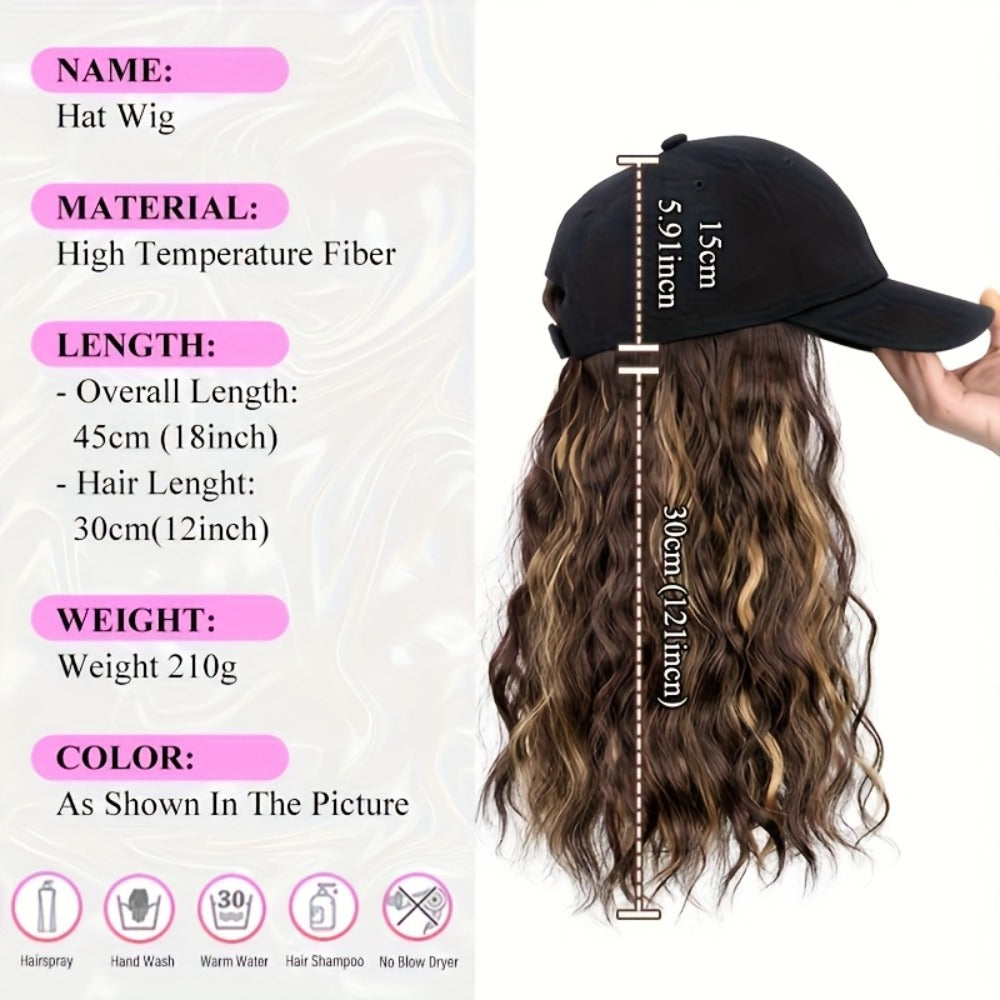 Synthetic Wig 18-Inch Curly-Wavy Baseball Cap Style in Three Highlighted Color Codes for Daily Wear — image 5