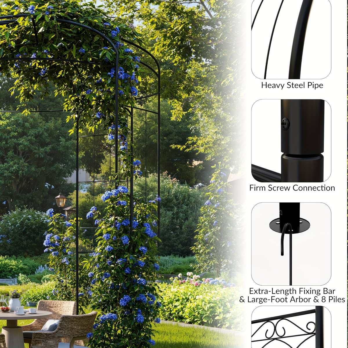 Garden Gazebo Arch 9ft Birdcage Pergola Climbing Plants Wedding Decor — image 7
