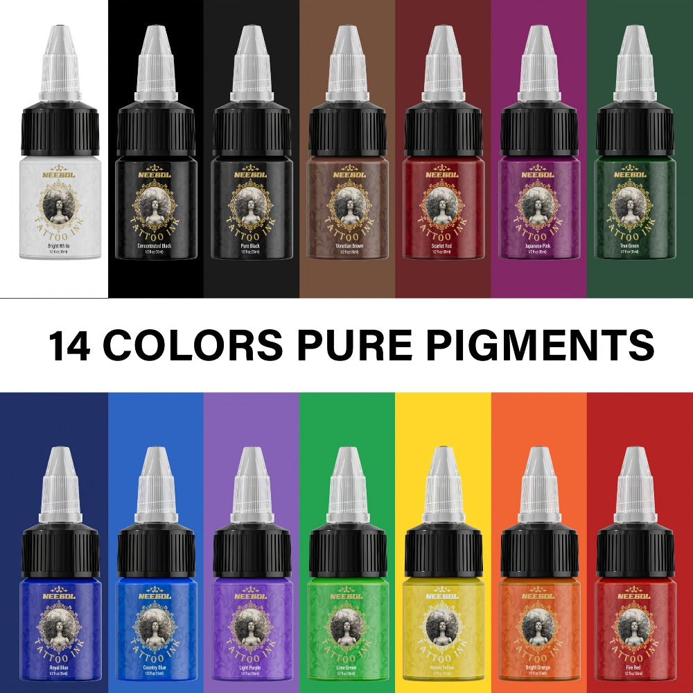 Tattoo Ink 14- or 21-Color Set with 0.5oz 15ml Bottles and Two Palette Choices for Color Selection — image 16