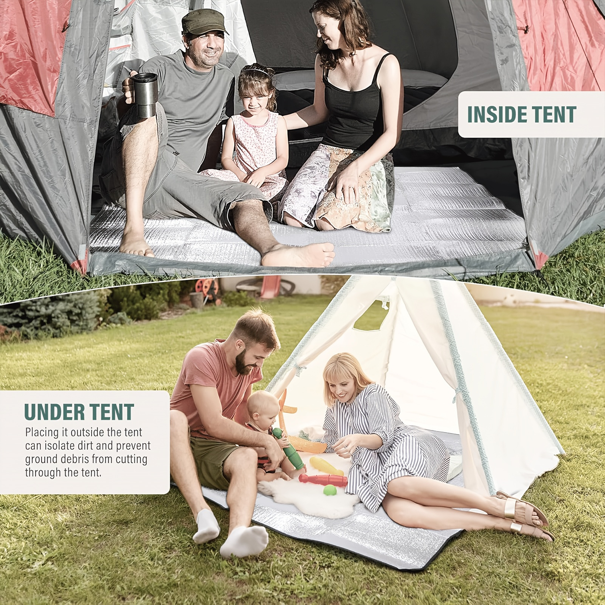 Insulated Camping Mat 2-Pack Aluminum Foil EPE Foam Foldable Moisture-Proof Outdoor Picnic Mat 78x39in – Portable Lightweight