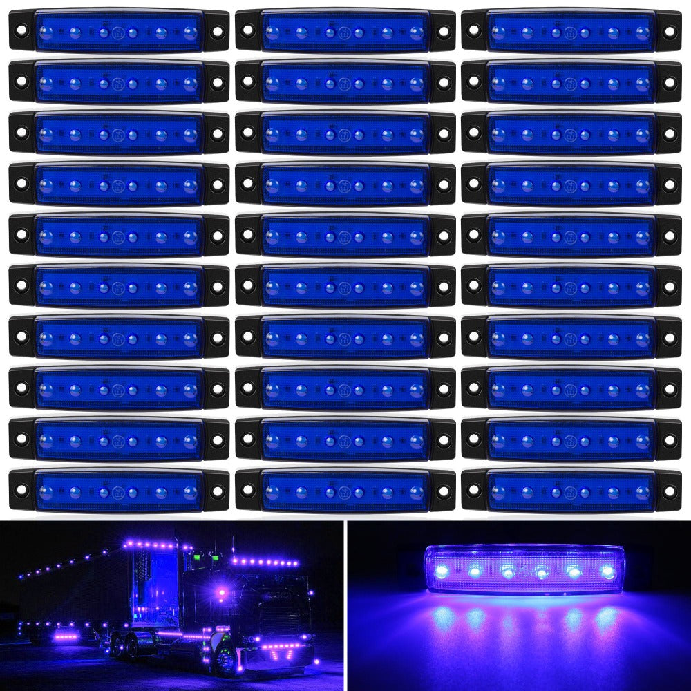 Thirty-Piece 12 V LED Side Marker Light Set with Six LEDs per Lamp in Amber, Red, White, Blue, Green or Purple — image 10