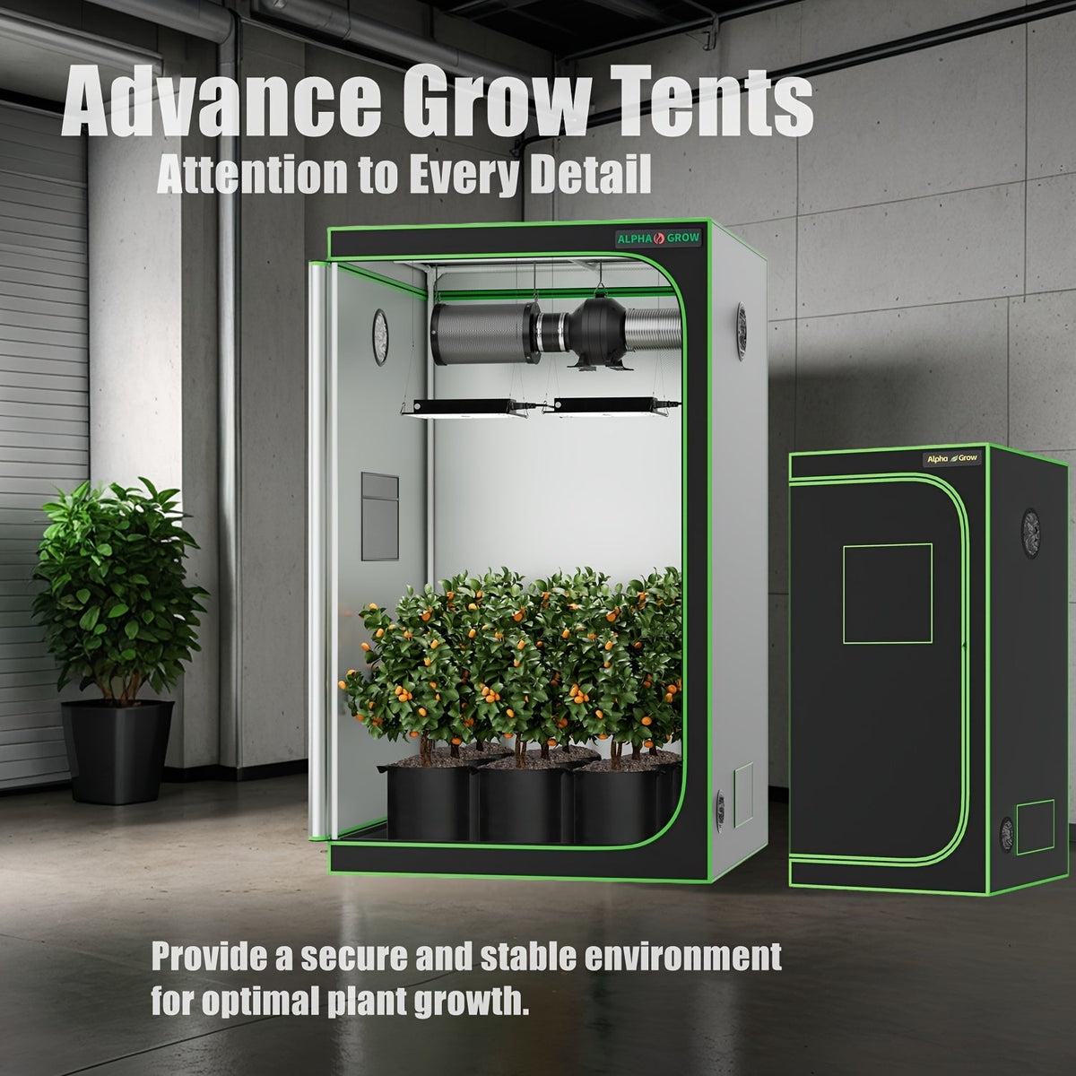Grow Tent 1680D Thickened Mylar with Observation Window & Floor Tray, Pro-Grade Indoor Hydroponic Growing — image 1