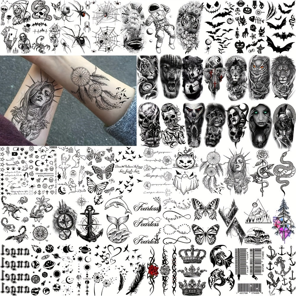 Temporary Tattoos, 68-Sheet Faith and Quote Set with Prayer, Peace, Lion, Eye and Tribal Motifs — image 6